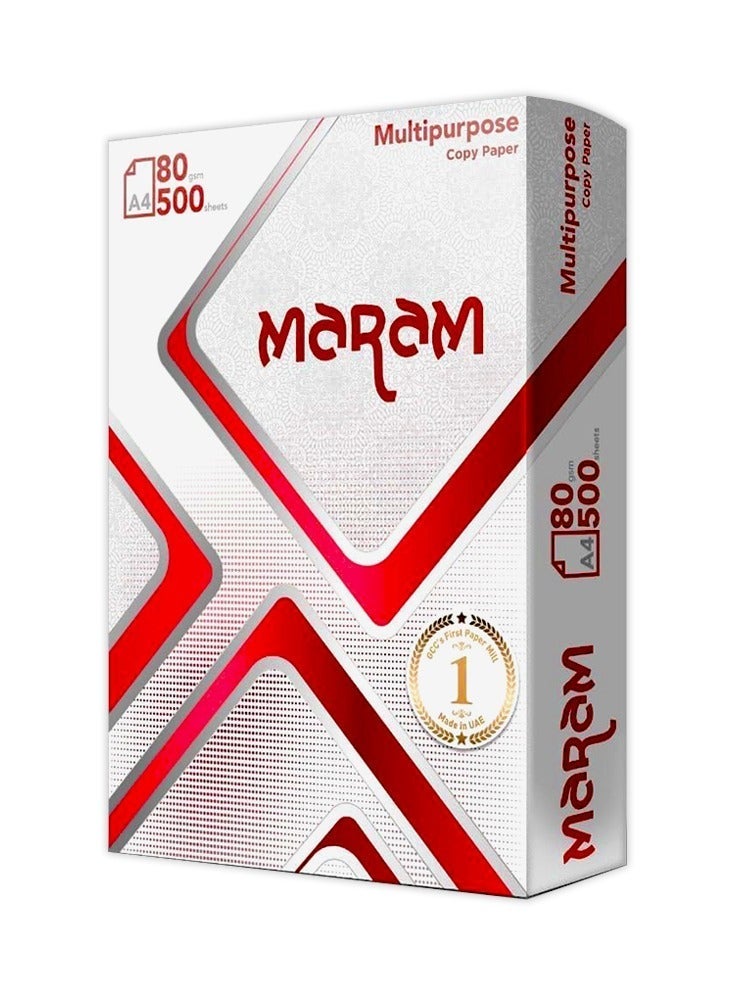 Maram A4 80 GSM Premium White Copy Paper – 1 Carton (5 Reams x 500 Sheets = 2500 Sheets) - Image 2